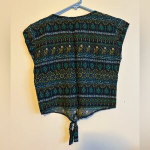 Mossimo Supply Co. Blue and Green Patterned Blouse